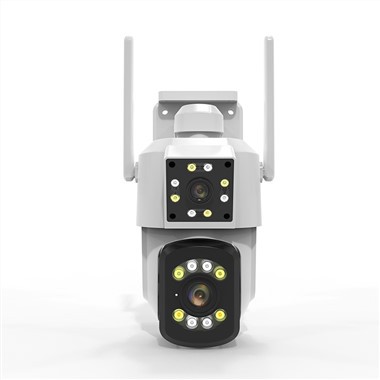 Camera Diogelwch PTZ Lens Ddeuol WiFi